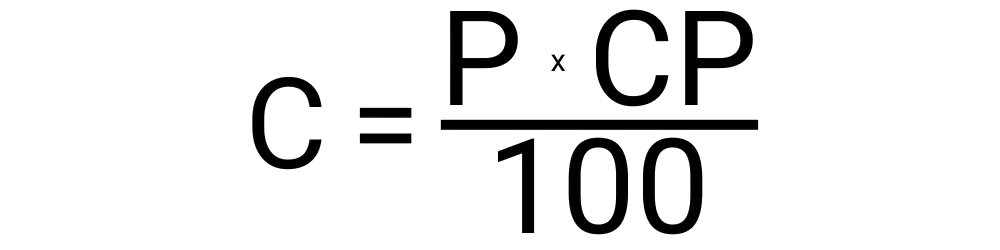 An image showing the formula for calculating the amount someone should earn in commission pay.